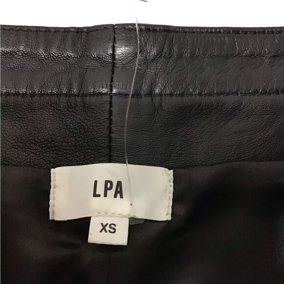 LPA Black Leather High Waist Straight Leg Front Zipper Leg Pants Size XS - Picture 6 of 16